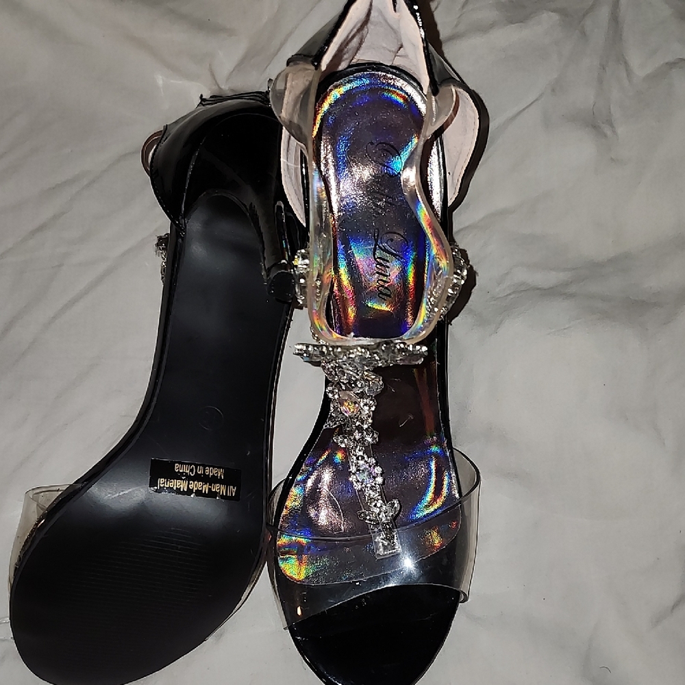 Bella Luna Elegant Black and Silver Women's Heels